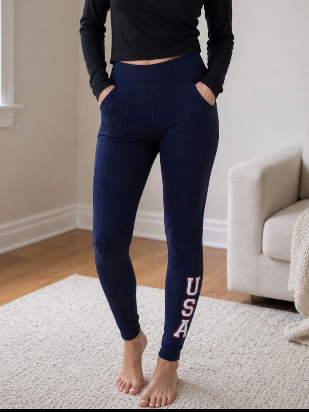 WOMENS MEDIUM JOFIT USA LEGGINGS PANTS